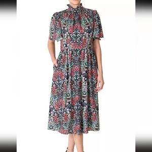 Julia Jordan Floral-Print mock neck dress